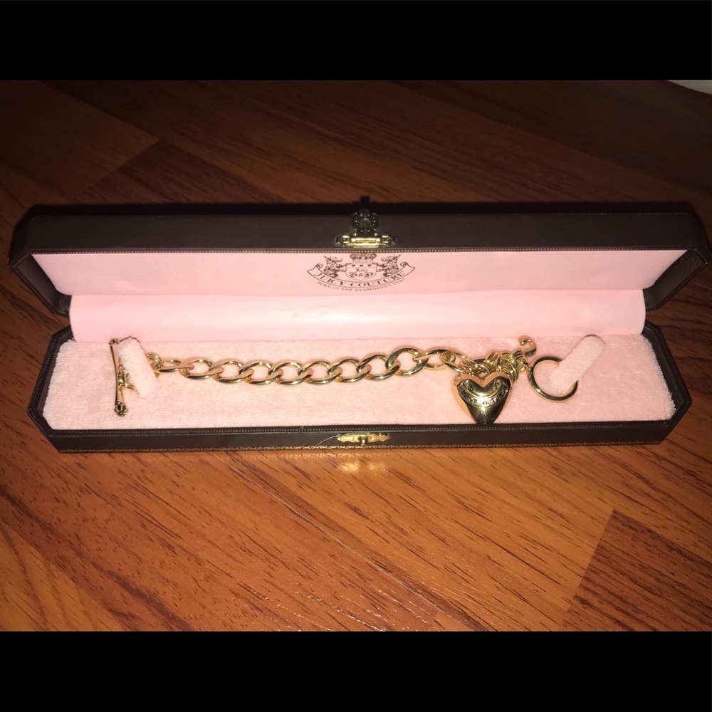 Classic juicy couture gold heart charm bracelet